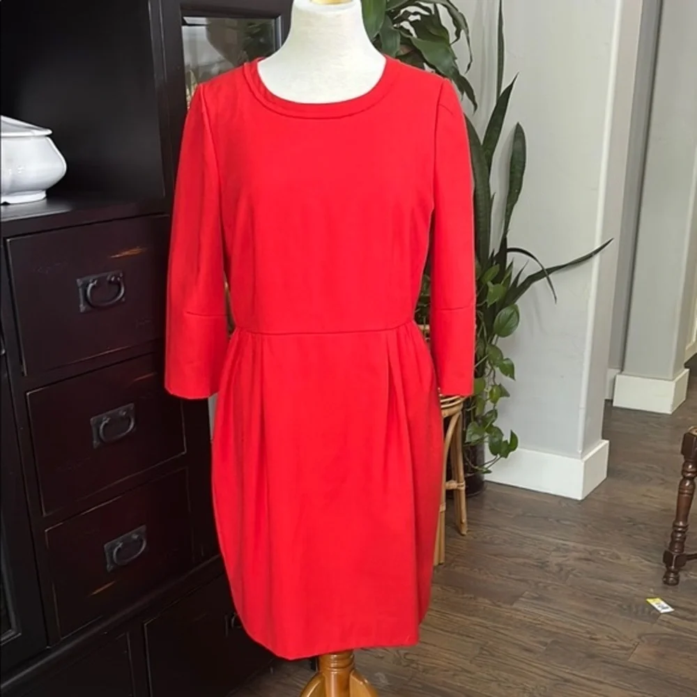 j crew long sleeve sheath dress NWT J.Crew Long-sleeve sheath dress in stretch knit velvet, size M, color Navy